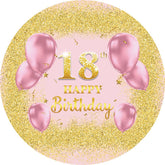 Rosa Luftballons Runden Gold Funkeln 18 Geburtstag Hintergrund